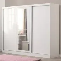 Mack 3-Door Sliding Wardrobe - White, Wood