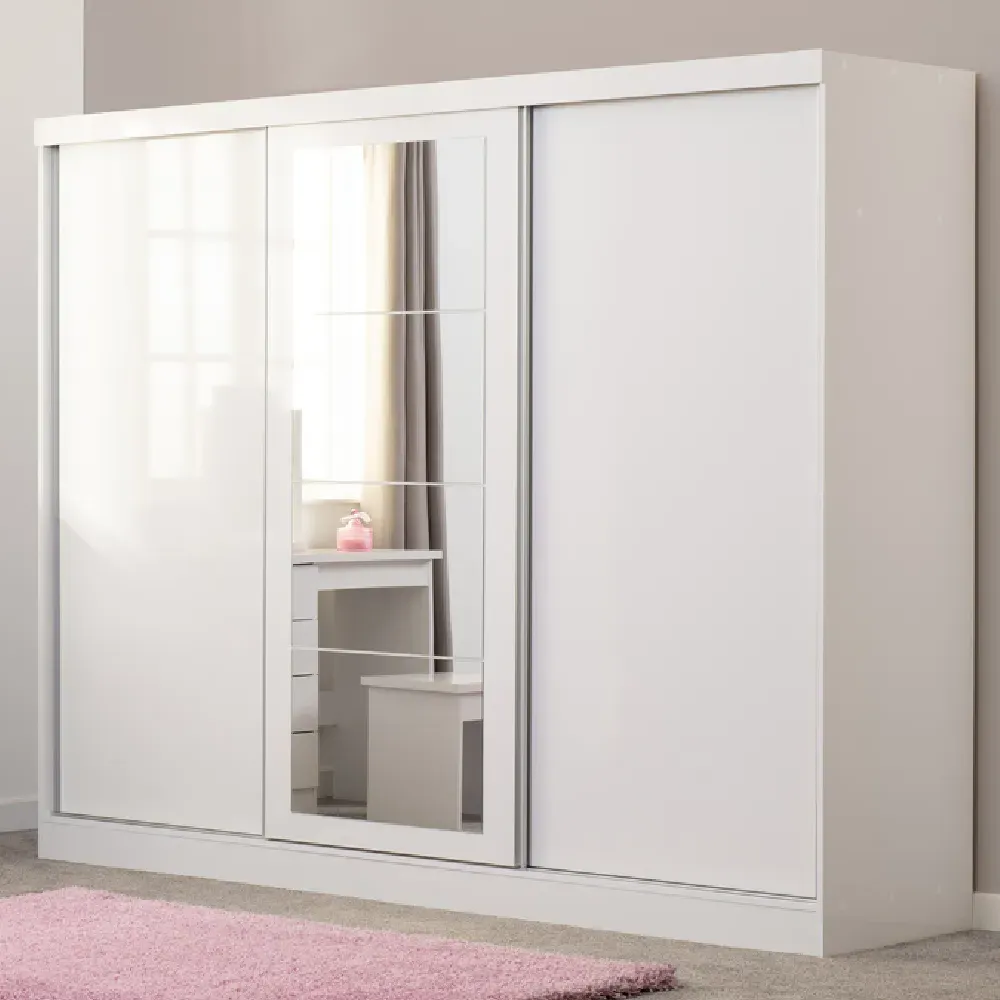 Mack 3-Door Sliding Wardrobe - White, Wood