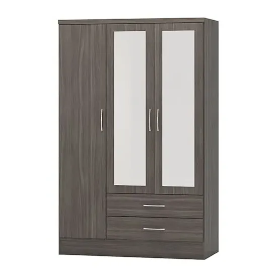 Mack 3 Door Wardrobe with 2 Drawers - Black