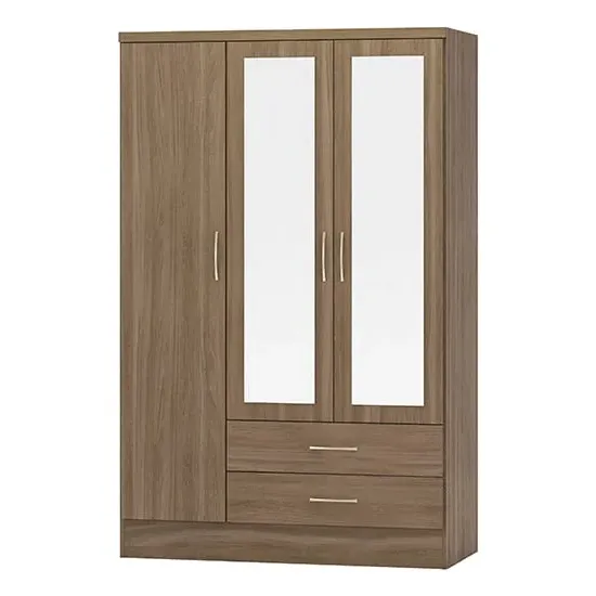 Mack 3 Door Wardrobe with 2 Drawers - Rustic Oak