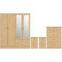 Mack 4-Door Bedroom Set with Wardrobe - Sonoma Oak