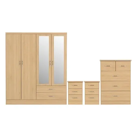 Mack 4-Door Bedroom Set with Wardrobe - Sonoma Oak
