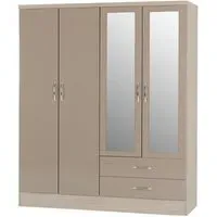 Mack 4-Door Wardrobe - Oyster Gloss, Oak
