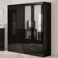 Mack 4-Door Wardrobe with Drawers - Black, Wood