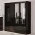 Mack 4-Door Wardrobe with Drawers - Black, Wood