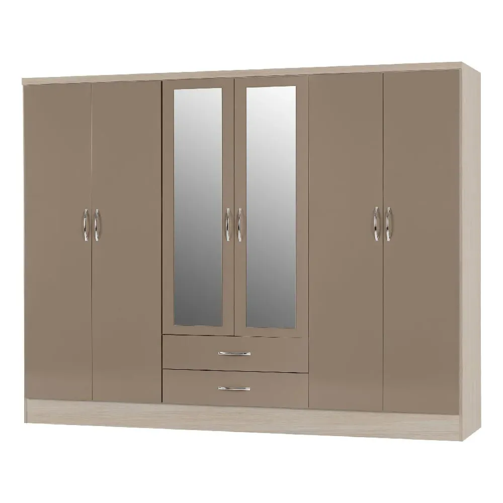 Mack 6-Door Wardrobe - Oak, Wood