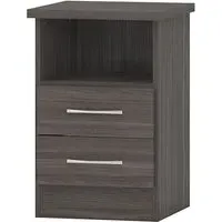 Mack Bedside Cabinet with 2 Drawers - Black, Wood
