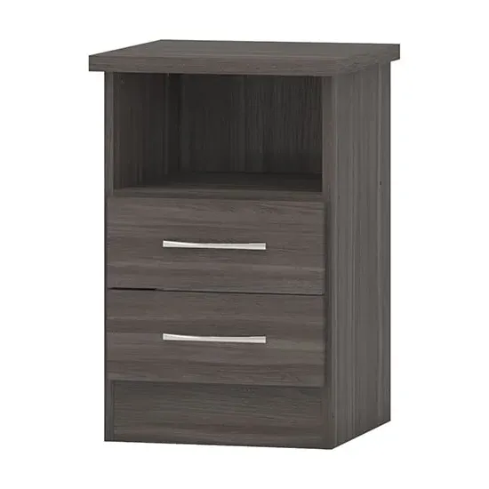 Mack Bedside Cabinet with 2 Drawers - Black, Wood image