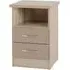 Mack Bedside Cabinet with 2 Drawers - Oyster Gloss, Oak