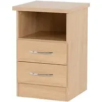 Mack Bedside Cabinet with 2 Drawers - Sonoma Oak, Wood