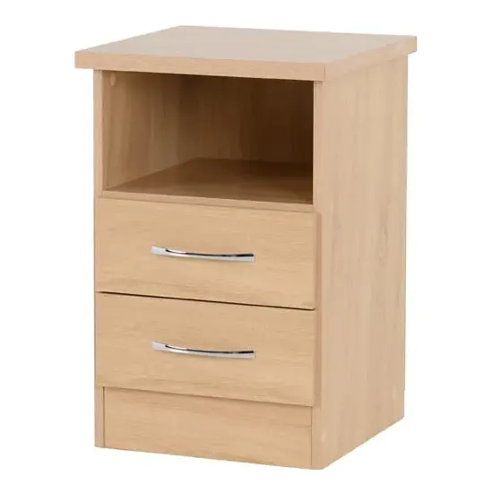 Mack Bedside Cabinet with 2 Drawers - Sonoma Oak, Wood