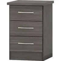 Mack Bedside Cabinet with 3 Drawers - Black, Wood