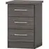Mack Bedside Cabinet with 3 Drawers - Black, Wood