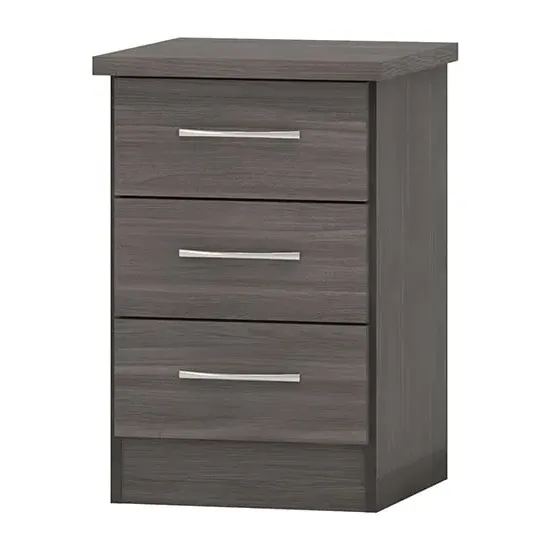 Mack Bedside Cabinet with 3 Drawers - Black, Wood