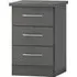 Mack Bedside Cabinet with 3 Drawers - Grey, Wood