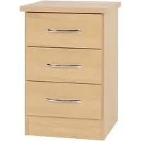 Mack Bedside Cabinet with 3 Drawers - Sonoma Oak, Wood