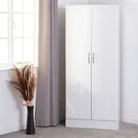 Mack Double Door Wardrobe - White, High Gloss