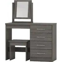 Mack Dressing Table Set with 4 Drawers - Black, Wood
