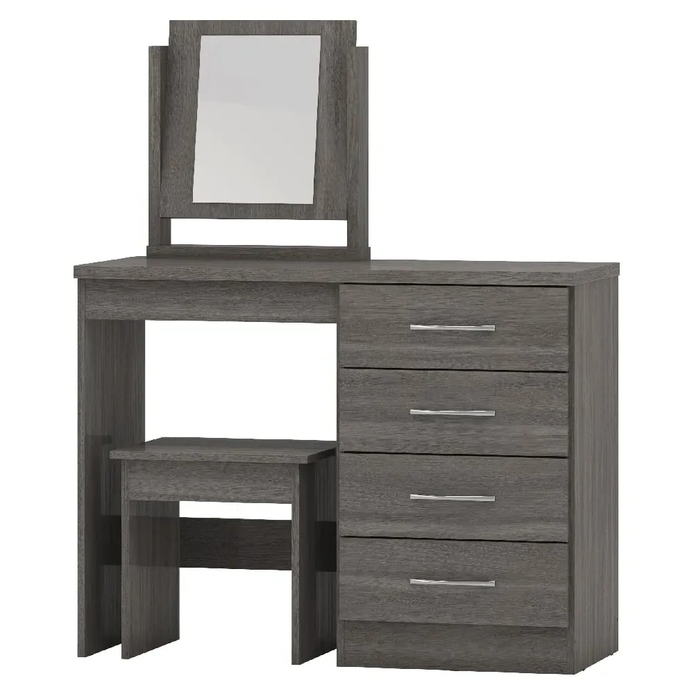 Mack Dressing Table Set with 4 Drawers - Black, Wood image