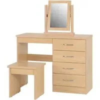 Mack Dressing Table Set with 4 Drawers - Sonoma Oak, Wood
