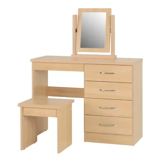 Mack Dressing Table Set with 4 Drawers - Sonoma Oak, Wood