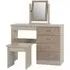 Mack Dressing Table Set with Mirror and Stool - Oak, Oyster Gloss