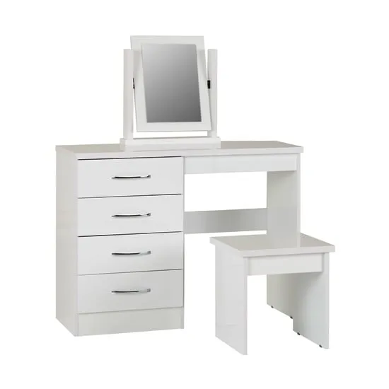 Mack Dressing Table Set with Mirror - White, Oak