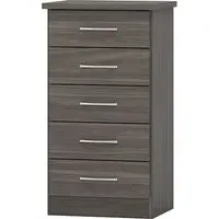 Mack Narrow Chest of 5 Drawers - Black