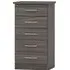 Mack Narrow Chest of 5 Drawers - Black