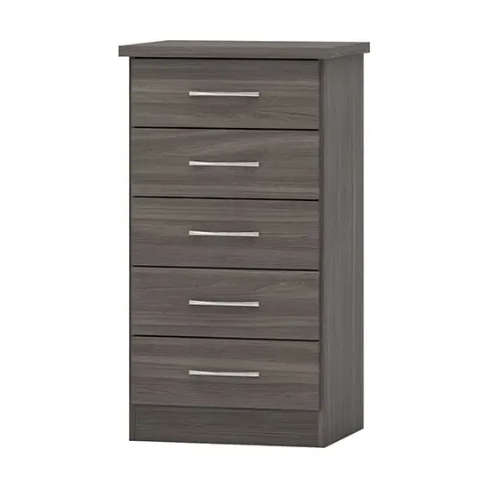 Mack Narrow Chest of 5 Drawers - Black image