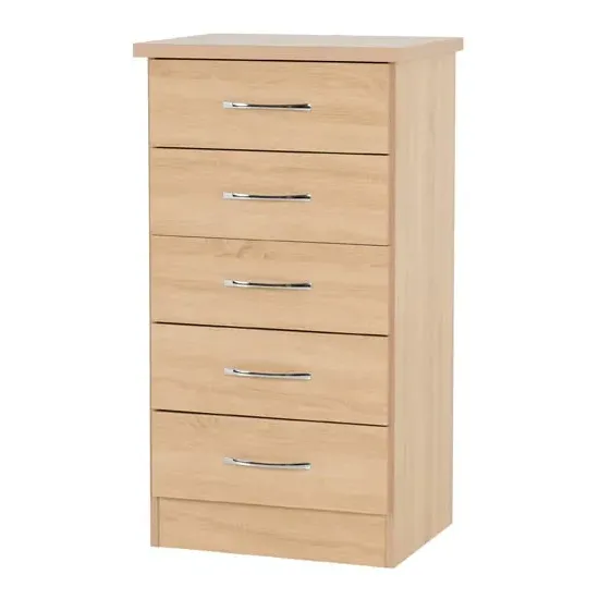 Mack Narrow Chest of 5 Drawers - Sonoma Oak