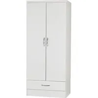 Mack Oak 2-Door Wardrobe - White, Oak