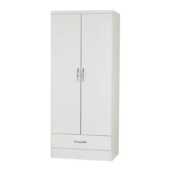 Mack Oak 2-Door Wardrobe - White, Oak