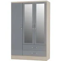Mack Oak 3-Door Wardrobe - Grey, Oak