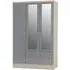 Mack Oak 3-Door Wardrobe - Grey, Oak