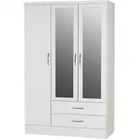 Mack Oak 3-Door Wardrobe with Drawers - White, Oak