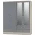 Mack Oak 4-Door Wardrobe - Grey, Oak