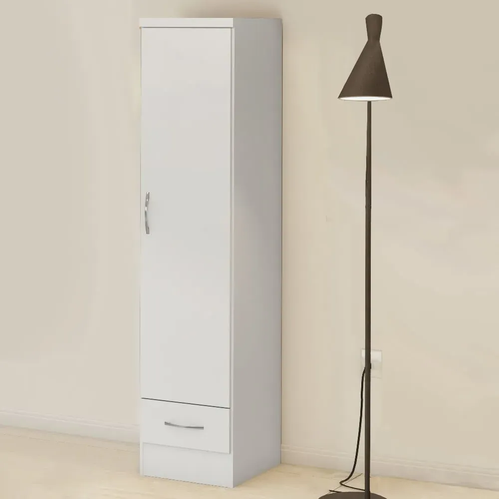 Mack Single Door Wardrobe - White, High Gloss image