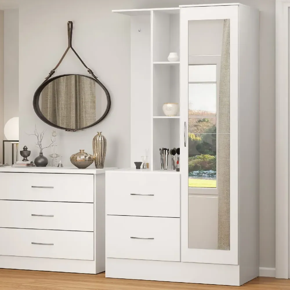 Mack Single Door Wardrobe - White, Wood