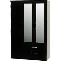 Mack Triple Door Wardrobe - Black, High Gloss