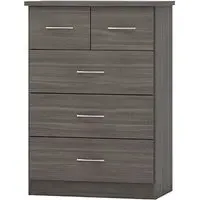 Mack Wide Chest of 5 Drawers - Black