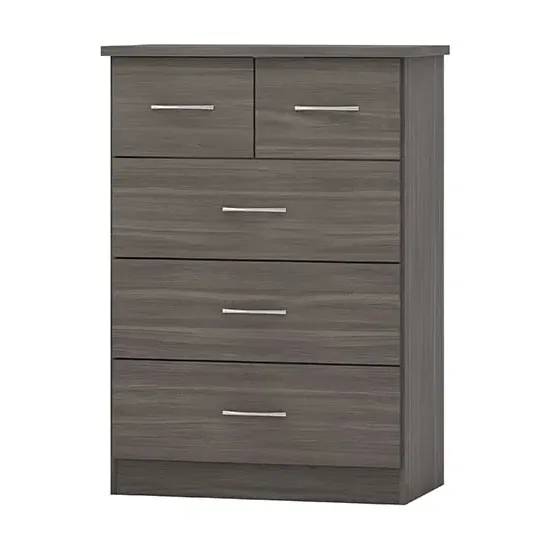 Mack Wide Chest of 5 Drawers - Black
