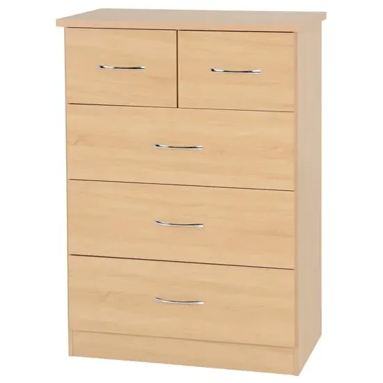 Mack Wide Chest of 5 Drawers - Sonoma Oak