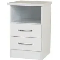 Mack Wooden Bedside Cabinet with 2 Drawers - White
