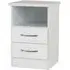 Mack Wooden Bedside Cabinet with 2 Drawers - White