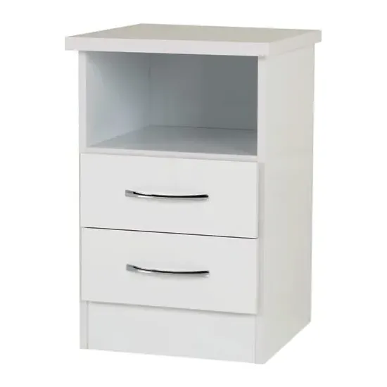 Mack Wooden Bedside Cabinet with 2 Drawers - White image