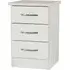 Mack Wooden Bedside Cabinet with 3 Drawers - White