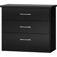 Mack Wooden Chest of 3 Drawers - Black