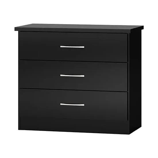 Mack Wooden Chest of 3 Drawers - Black