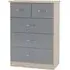 Mack Wooden Chest of 5 Drawers - Grey, Oak